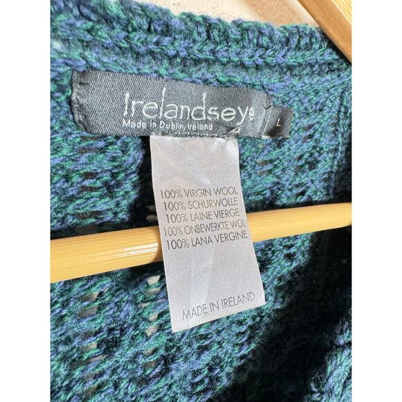 Irelandseye Women’s Knit Sweater 100% Virgin Wool Made in Ireland Blue Large - Picture 3 of 6